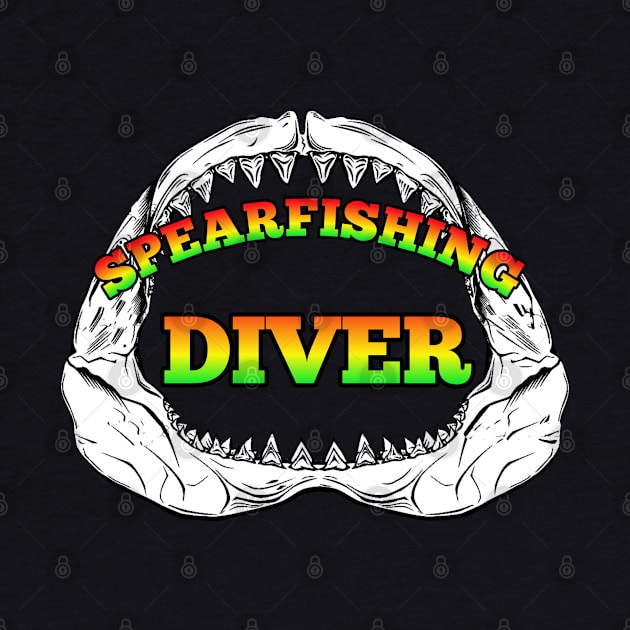 Spearfishing diver scuba diving by Coreoceanart